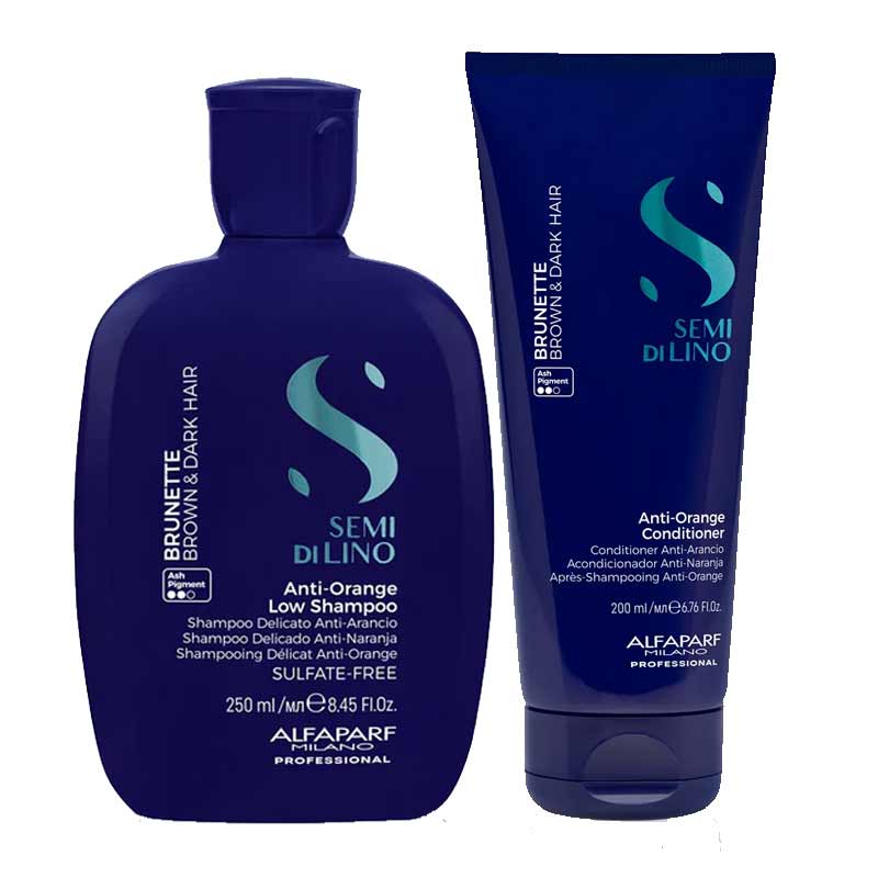 Alfaparf Semi Di Lino Brunette Anti-Orange Shampoo & Conditioner Duo