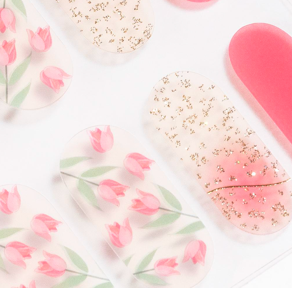 Candied Nails - Pink Tulips Gel Nails