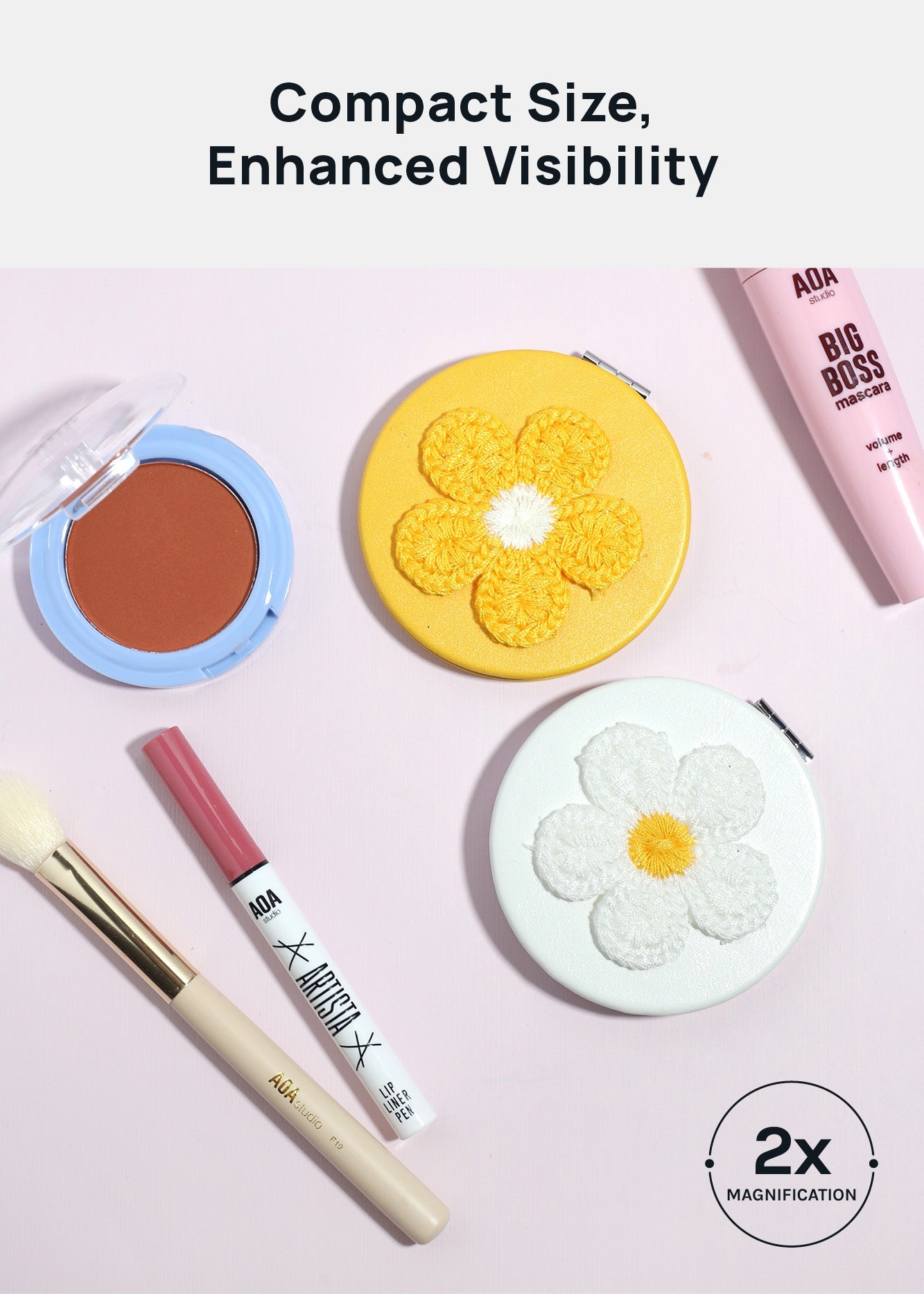 AOA Double-Sided Compact Mirror – Flower