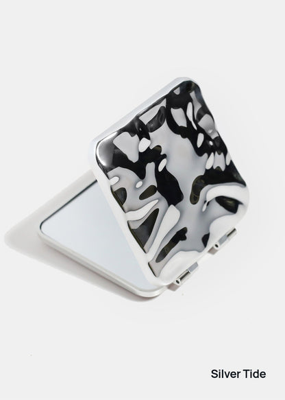 AOA Double-Sided Compact Mirror – Metallic Wave