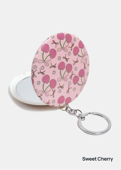 AOA Double-Sided Compact Mirror – Cherry Keychain