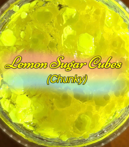 Inked Doll Cosmetics - LEMON SUGAR CUBES Neon Yellow (Chunky or Fine) “Magic Mushroom Gels”