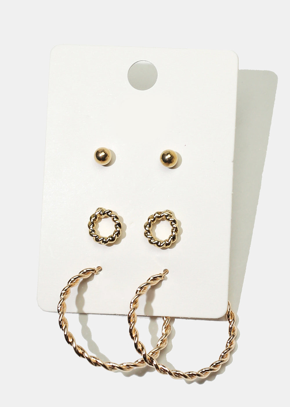 3-Pair Stud & Hoop Earrings