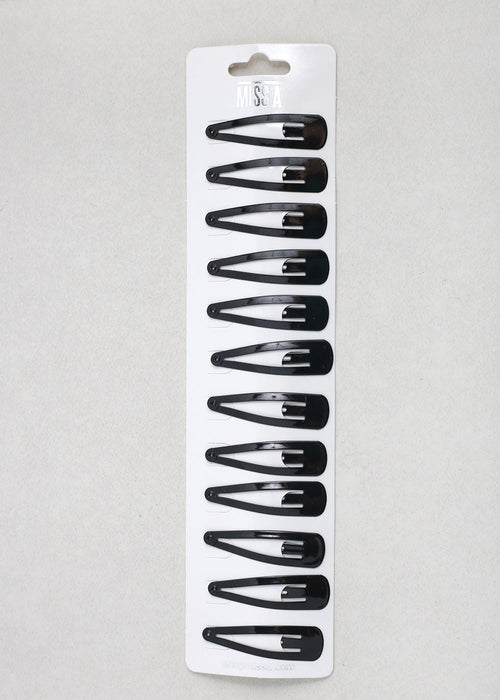 12 PCS Black Snap Hair Clips
