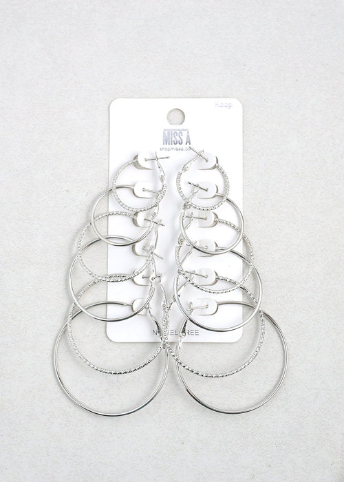 6 Pair Hoop Earring Set