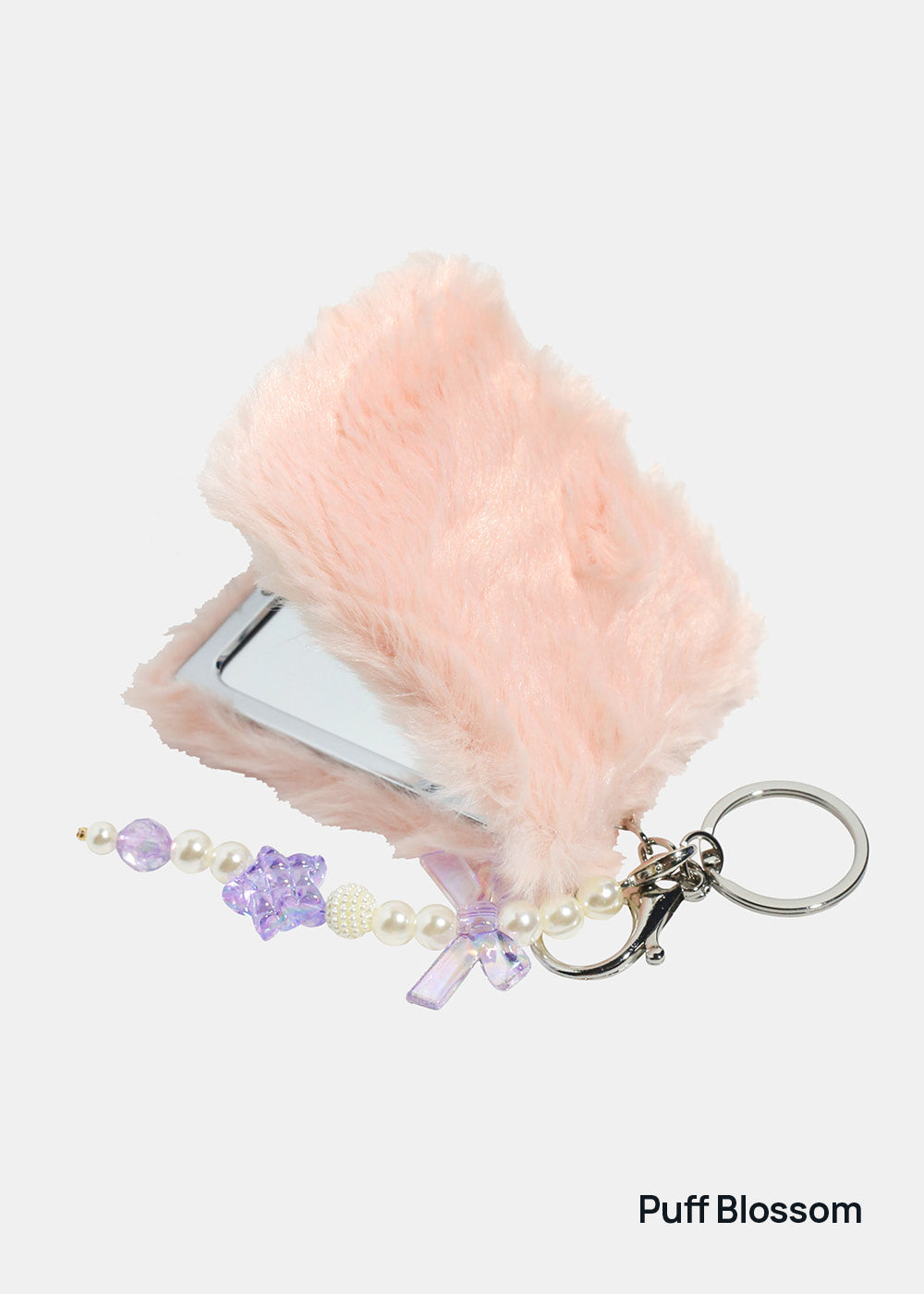AOA Pro Double-Sided Compact Mirror – Fluffy Keychain
