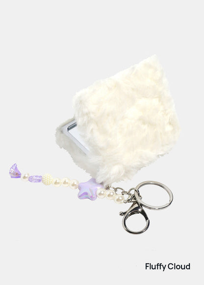 AOA Pro Double-Sided Compact Mirror – Fluffy Keychain