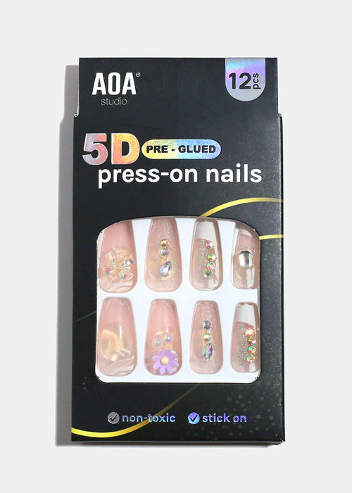 AOA Studio Blush Garden 5D Pre-Glued Press-On Nails