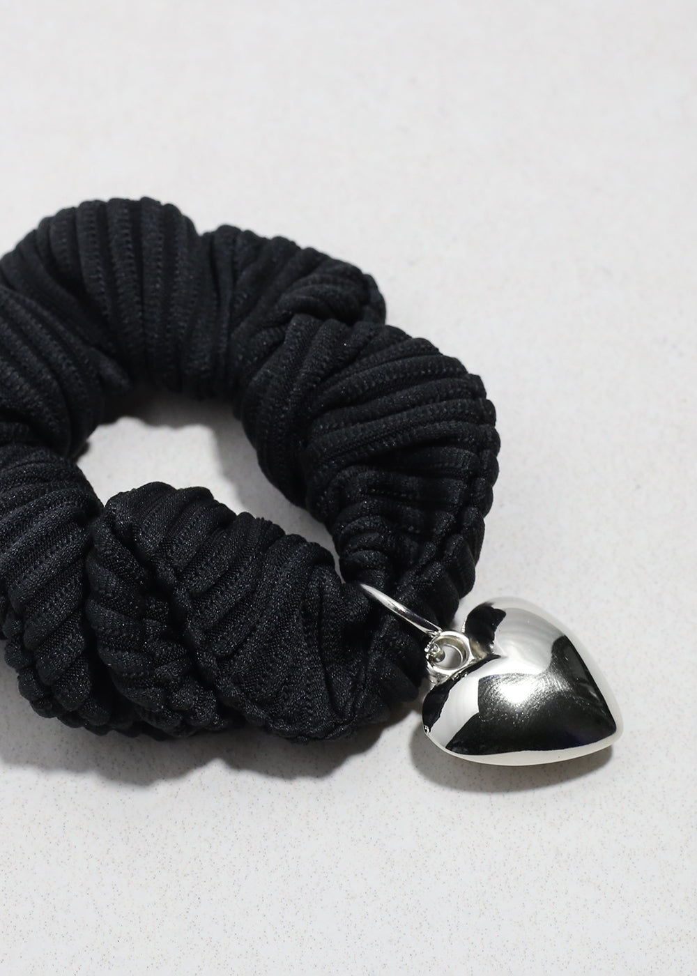 Heart Charm Pleated Scrunchie