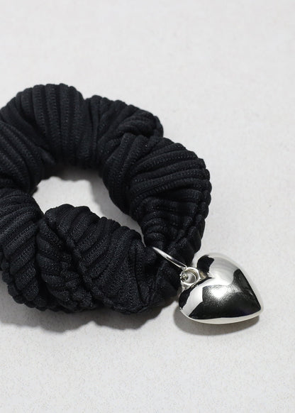 Heart Charm Pleated Scrunchie