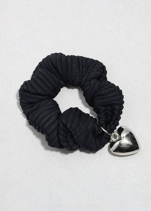 Heart Charm Pleated Scrunchie