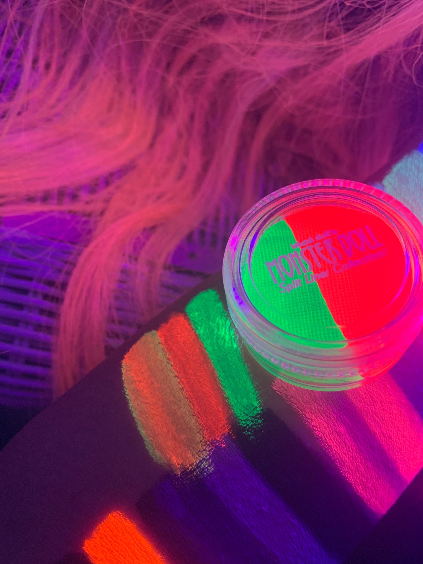 Inked Doll Cosmetics - (HUGE!) Monster Doll VENUS McFLYTRAP *UV Neon Pastel* SPLIT LINER/FACE/BODY PAINT